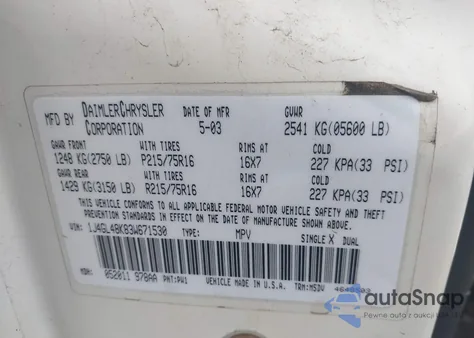 2003 Jeep Liberty Sport from USA, damaged, VIN 1J4GL48K83W671530